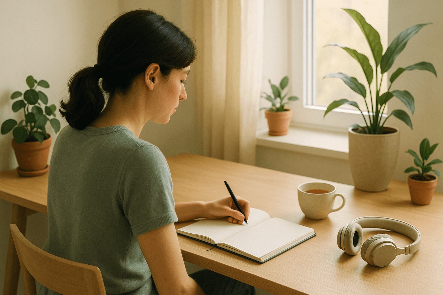 Personne assise à un bureau